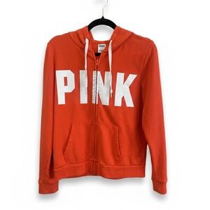 PINK Victoria's Vibrant Bold Orange Full Zip Hoodie